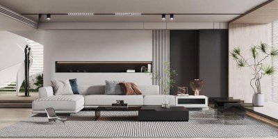 现代别墅客厅3D模型下载